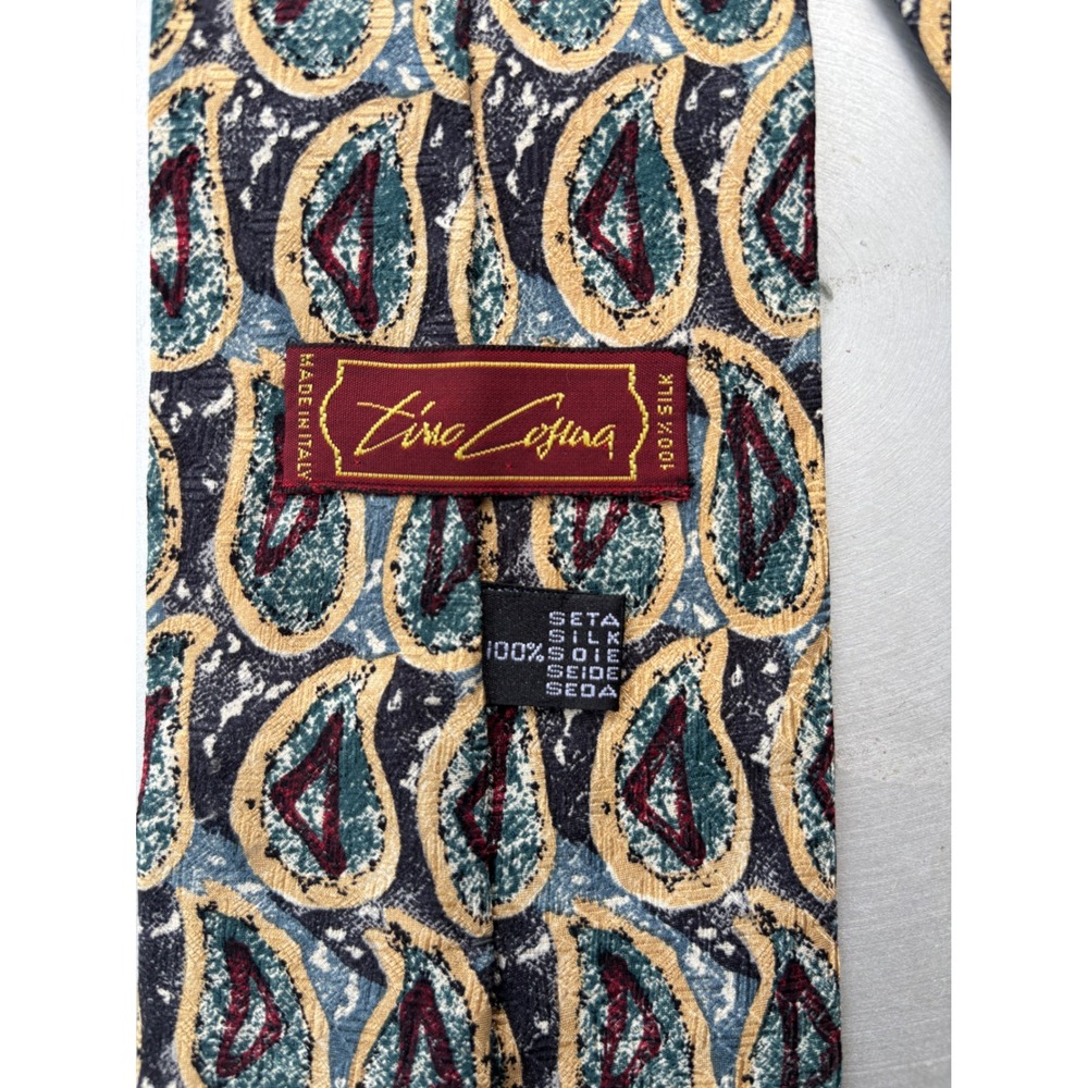 Tino Cosma Mens Silk Tie Blue Paisley Abstract Made in Italy Levy's Nashville - Picture 5 of 9